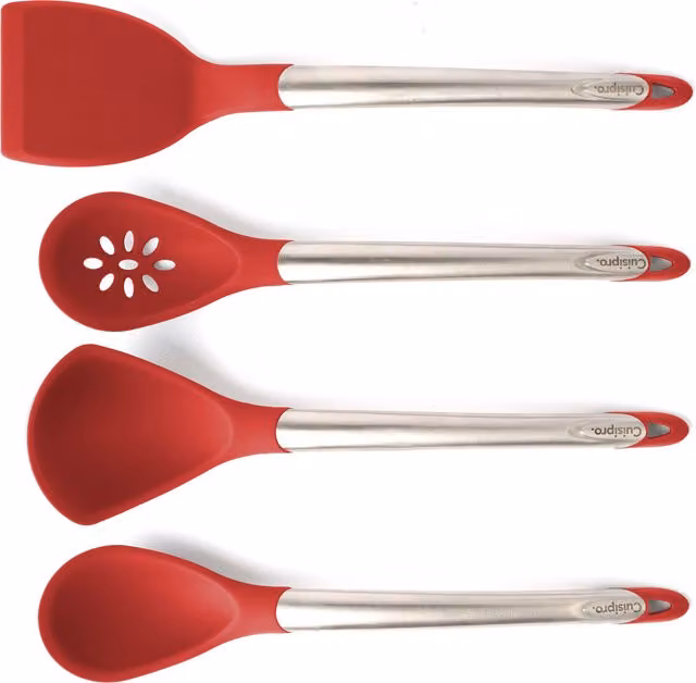 Cuisipro Red 4 Piece Silicone and Stainless Steel Utensil Set – 4