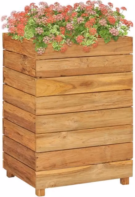 Berkfield Home Wooden Raised Bed in Brown with Teak and Steel, W/D/H: 50 x 40 x 72 cm