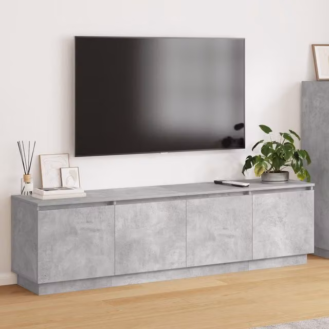 Berkfield Home Modern TV Cabinet with Integrated LED Lighting in Concrete Grey, W/D/H: 180 x 38 x 49 cm – 1