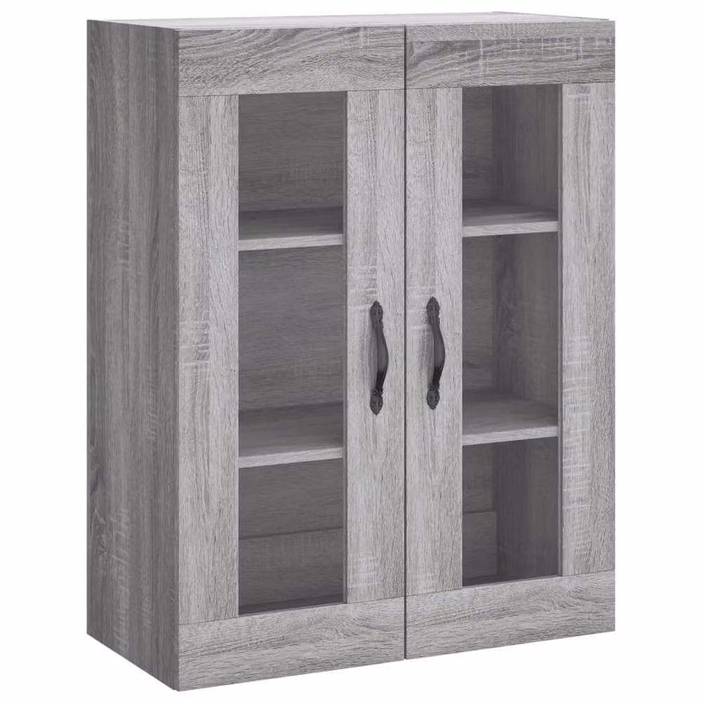 Berkfield Home Wall Mounted Cabinet in Grey with Glass Doors, W: 69.5 cm, D: 34 cm, H: 90 cm – 3