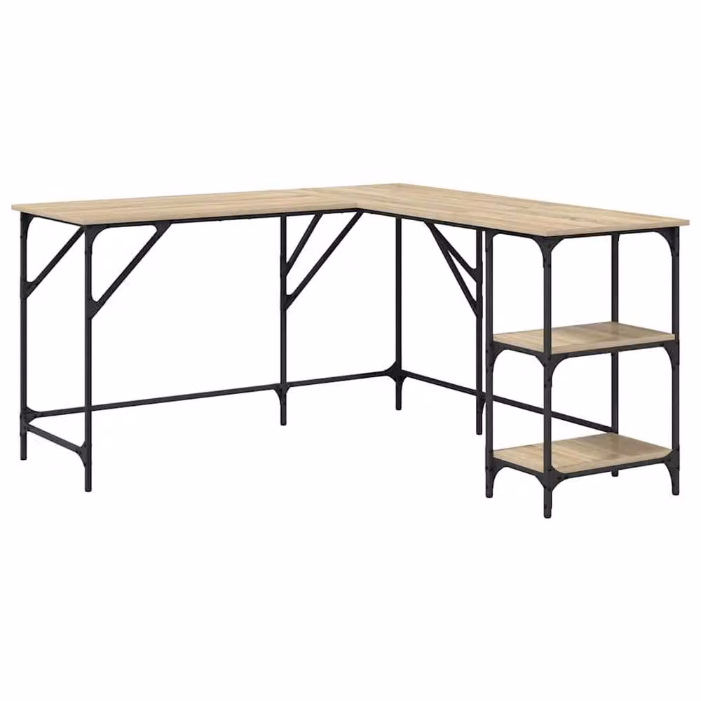 Berkfield Home Sonoma Oak Writing Desk in Brown, W/D/H: 139 x 139 x 75 cm – 3
