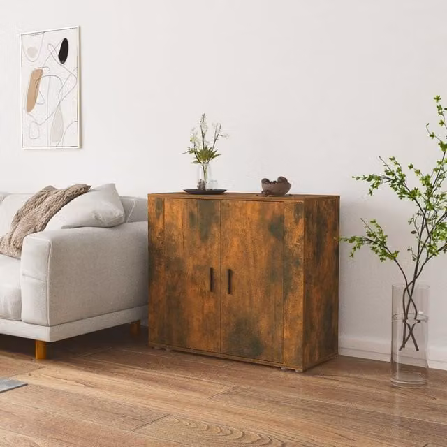 Berkfield Home Smoked Oak Sideboard in Brown, W/D/H: 80 x 33 x 70 cm
