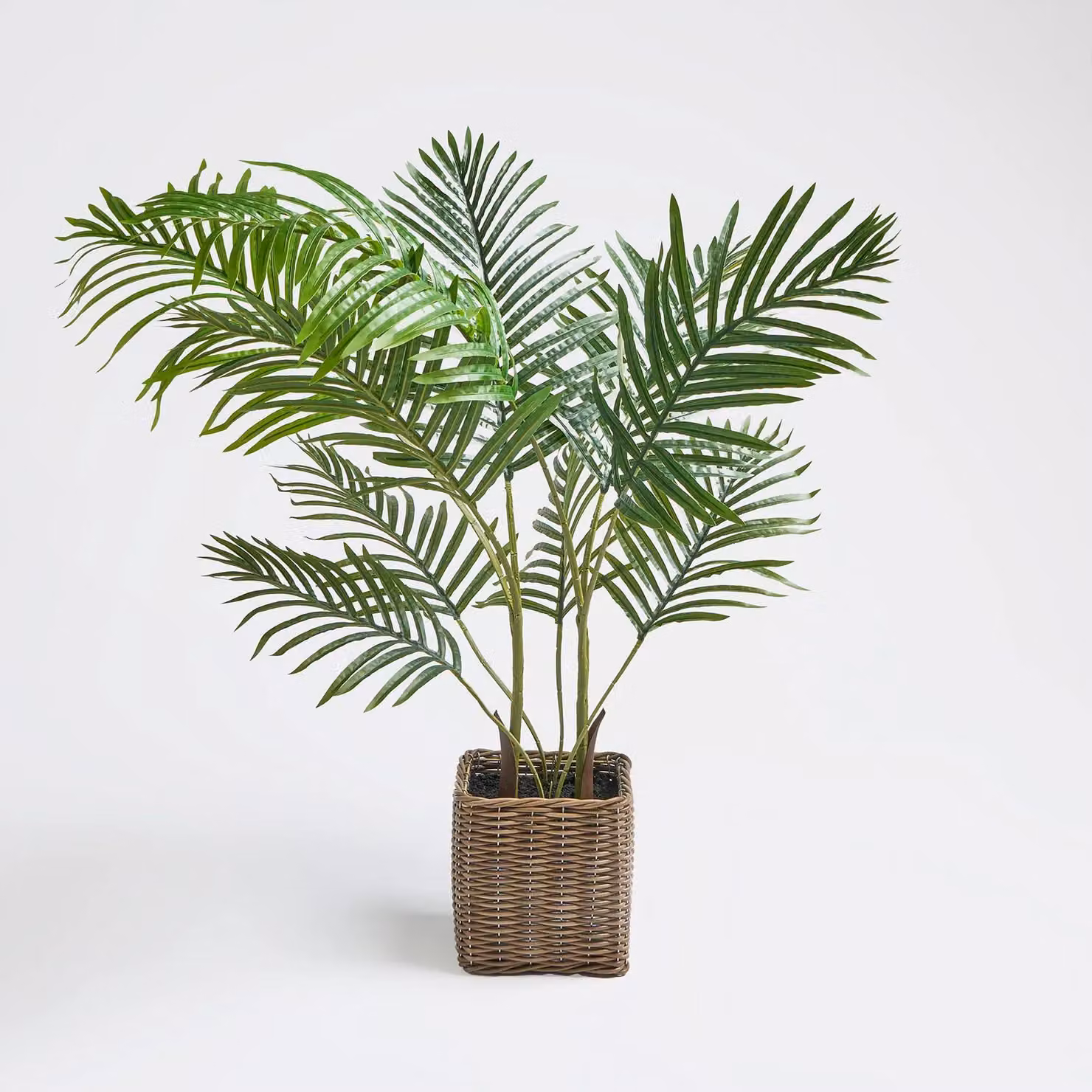 OHS Green Artificial Palm Leaf Tree in a Rustic Basket for Tabletop Decoration – 3