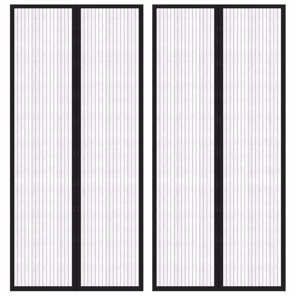 Berkfield Home Insect Door Curtains, 2 Pack, Black Polyester with Magnetic Blocks, W/H: 90 x 210 cm