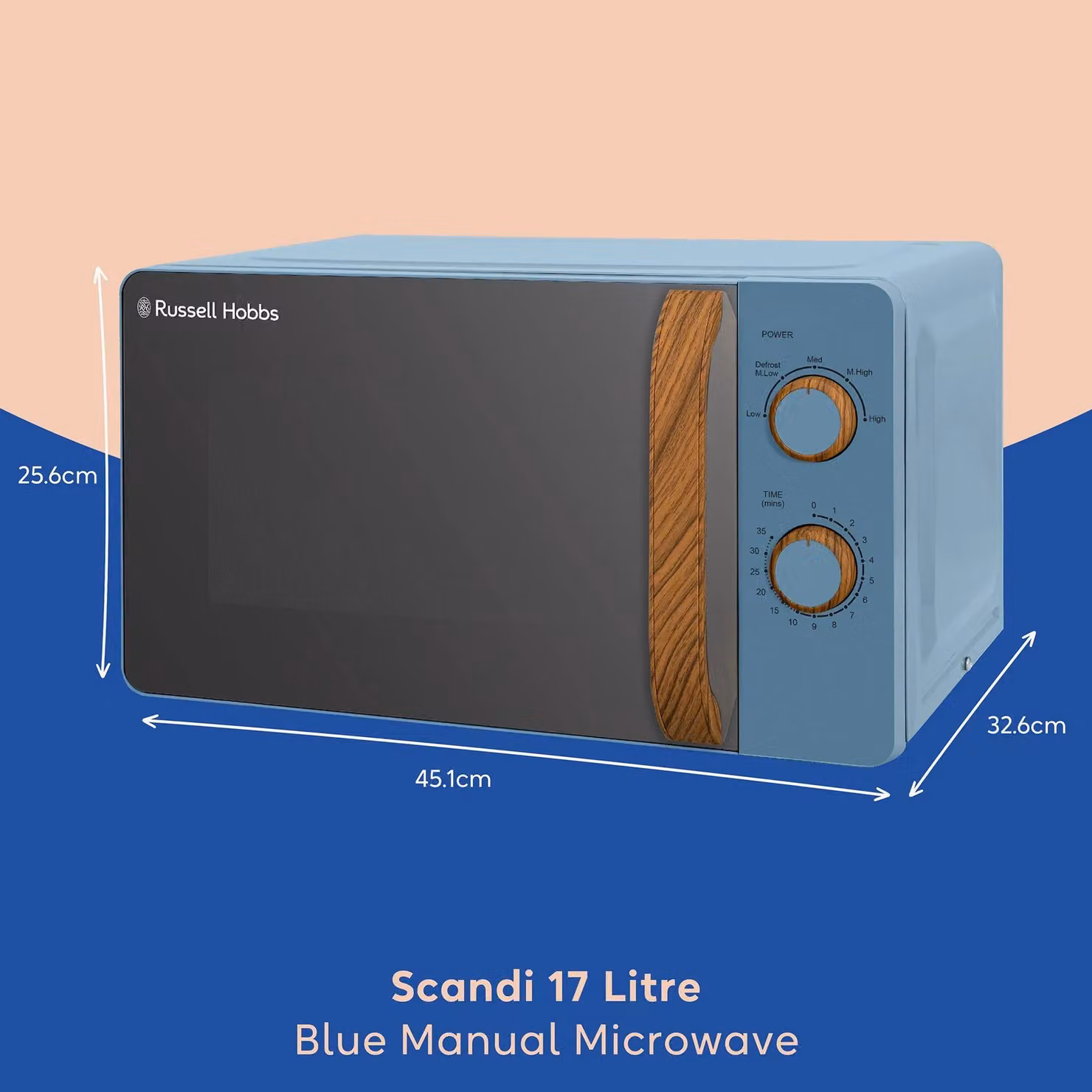 Russell Hobbs Scandi Solo Manual Microwave 17L 700W RHMM713 in Blue – 2