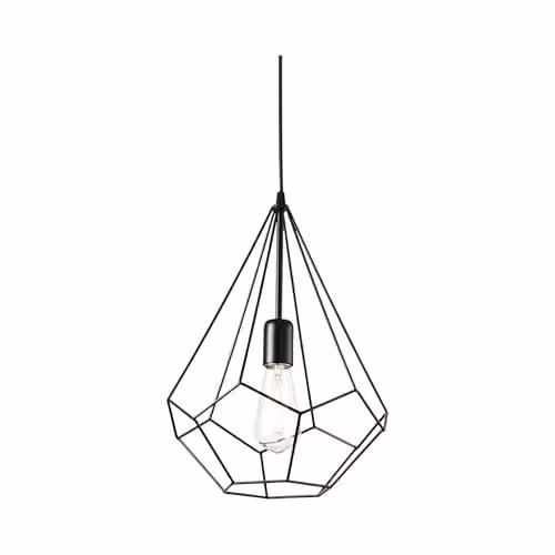 Ideal Lux Ampolla-3 Matt Black Cage Style Industrial Pendant Light