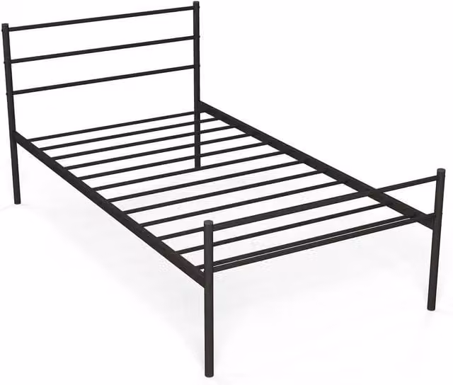 FORGEVIO Black Metal Single Bed Frame for Children, W/D/H: 80 x 190 cm