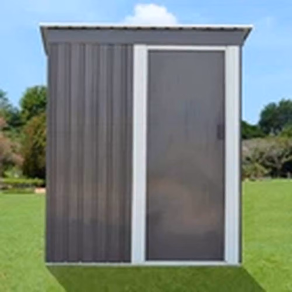 EONLION Grey Metal Garden Shed and Patio Storage Unit with Pent Roof and Sliding Doors – 3