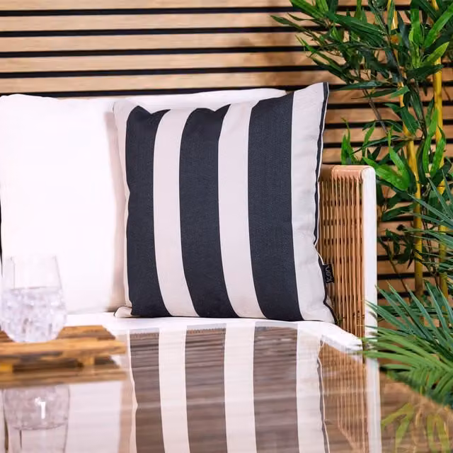 icon Striped Waterproof Indoor and Outdoor Square Cushion in Green and Black, W/D/H: 43 x 43 x 43 cm – 1