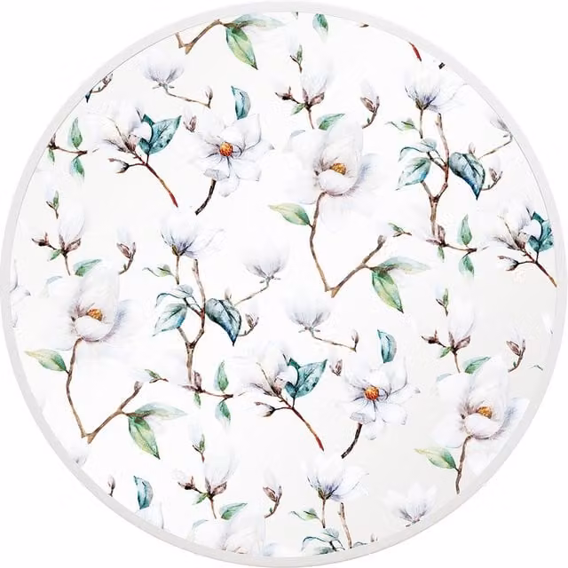 MirrorOutlet Typis Round Modern Hanging Wall Mirror in White