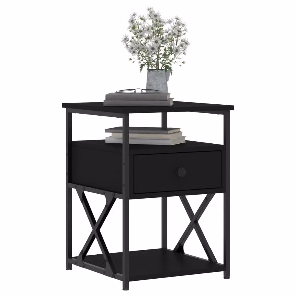 Berkfield Home Set of 2 Black Bedside Cabinets in Engineered Wood, W/D/H: 40 x 42 x 55 cm – 3
