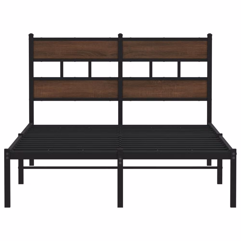 Berkfield Home Small Double Bed Frame with Headboard in Brown Oak, W/D/H: 120 x 200 cm – 4