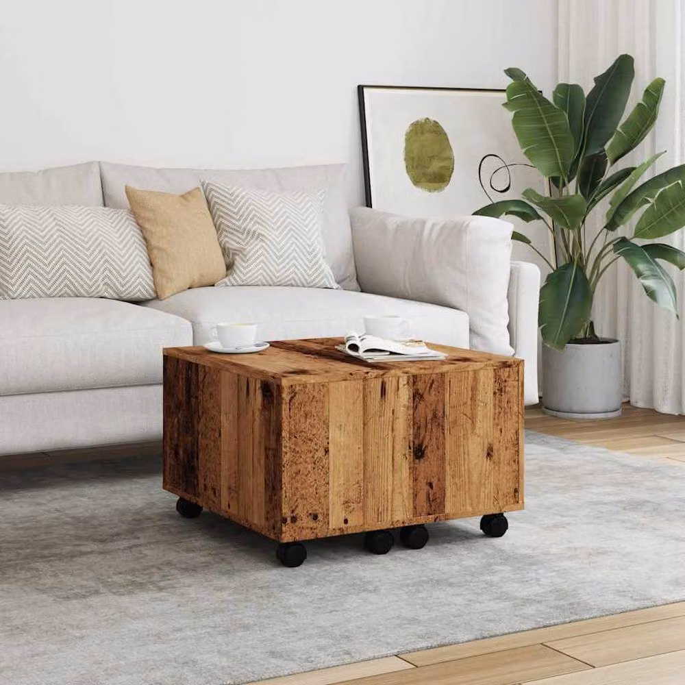 Berkfield Home Rustic Old Wood Coffee Table in Brown, W/D/H: 60 x 60 x 38 cm – 3