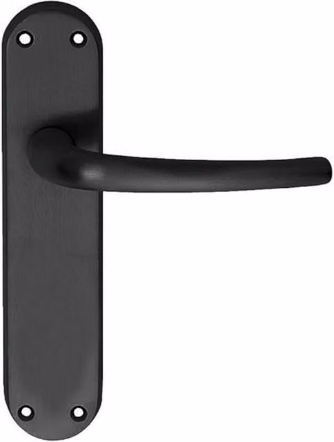 Loops Pair Slim Round Bar Handle on Shaped Latch Backplate, Matt Black, 185 x 40 mm – 1
