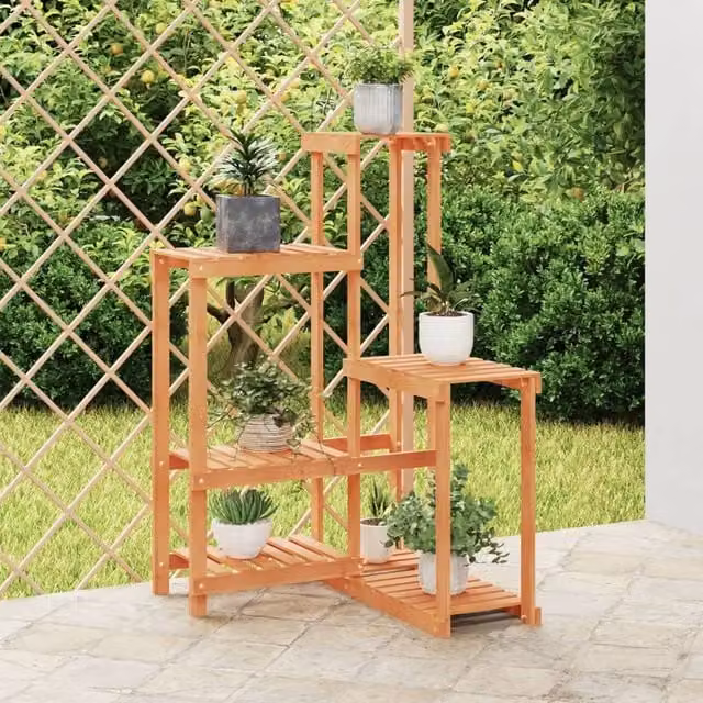 Berkfield Home Retro Solid Wood Fir Flower Stand, Brown, W/D/H: 62.5 x 61.5 x 101.5 cm – 1