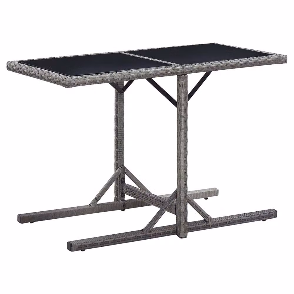Berkfield Home Anthracite Garden Table in Grey Poly Rattan and Glass, W/D/H: 110 x 53 x 72 cm – 2