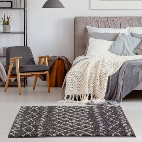 THE RUGS Tangier Moroccan Design Rug in Grey and White, W/D/H: 60 x 110 cm – 4