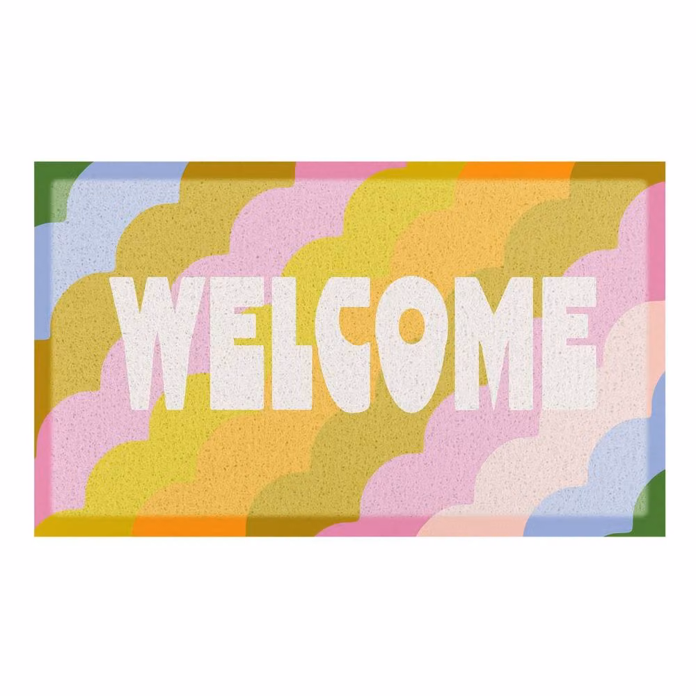 Artsy Mats Elizabeth Olwen Retro Welcome Indoor/Outdoor Doormat, Yellow, W: 70 cm, D: 40 cm – 2