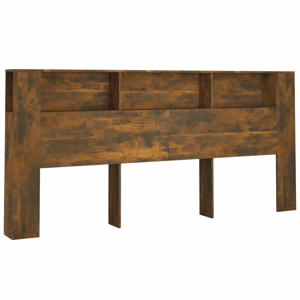 Berkfield Home Headboard Cabinet in Smoked Oak Brown, W: 220 cm, D: 18.5 cm, H: 104.5 cm – 2