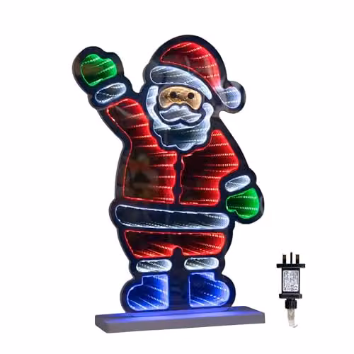 Samuel Alexander 40cm Light Up Waving Santa Infinity Light Christmas Decoration with Multi-Coloured LEDs – 2