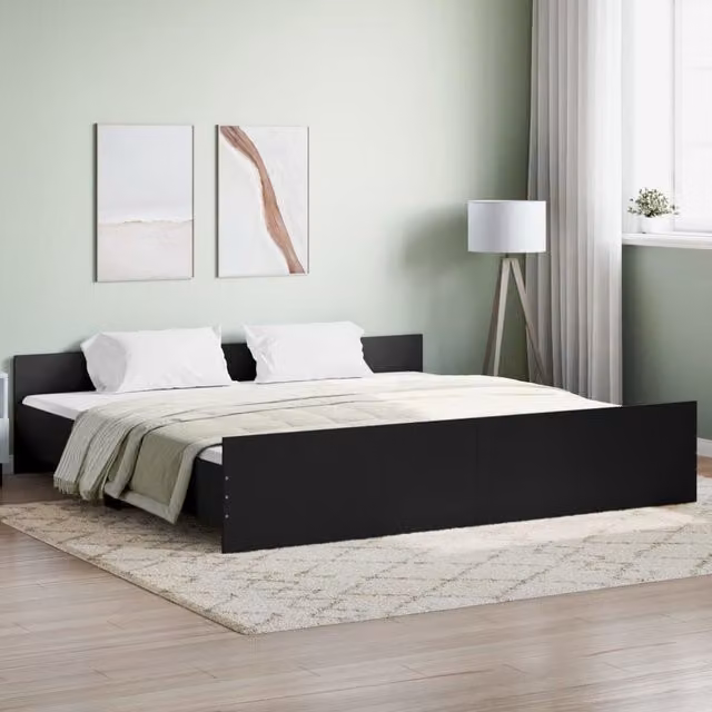 Berkfield Home Black Bed Frame with Headboard and Footboard W/D/H: 200 x 200 cm – 1