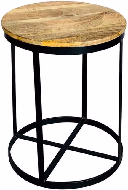 Jaipur Furniture Ltd Ravi Top Large Round Stool in Brown Mango Wood, W47 x D47 x H60 cm – 1
