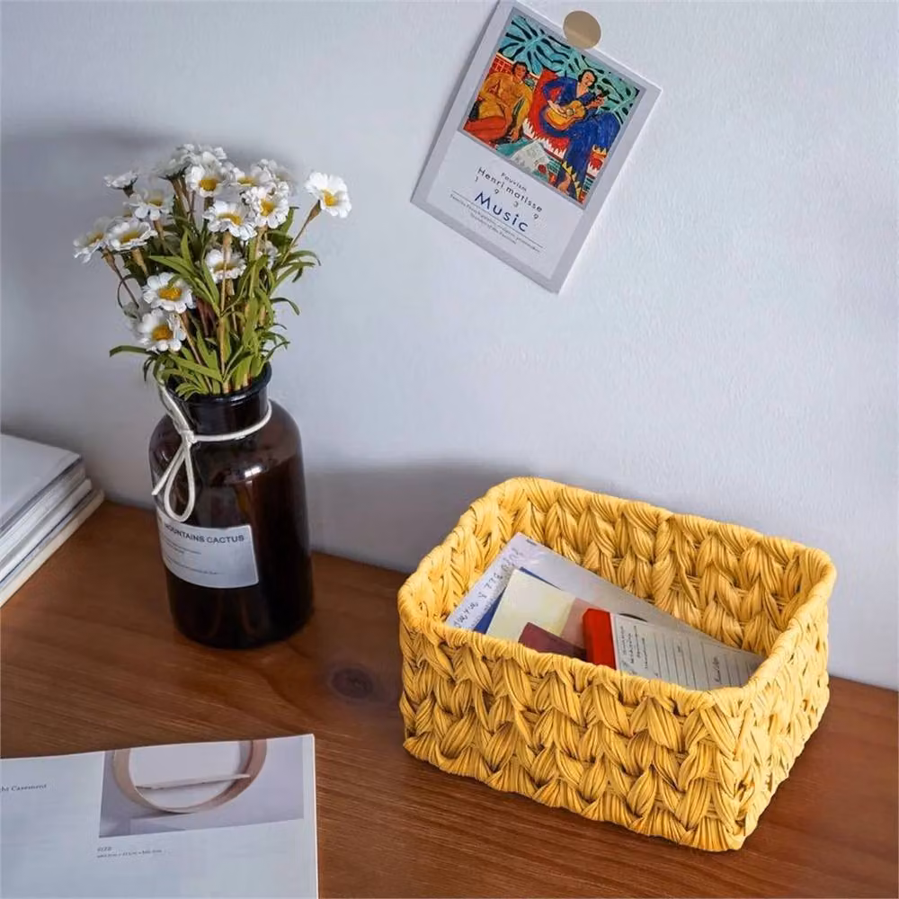 Nordara Natural Open Weave Wicker Bathroom Storage Organiser in Yellow – 2