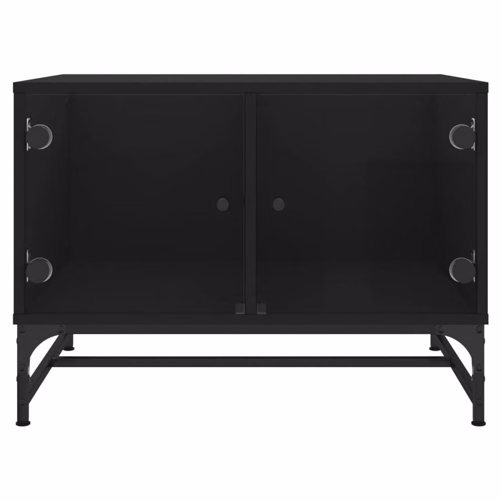 Berkfield Home Modern Black Coffee Table with Glass Doors W/D/H: 68.5 x 50 x 50 cm – 4