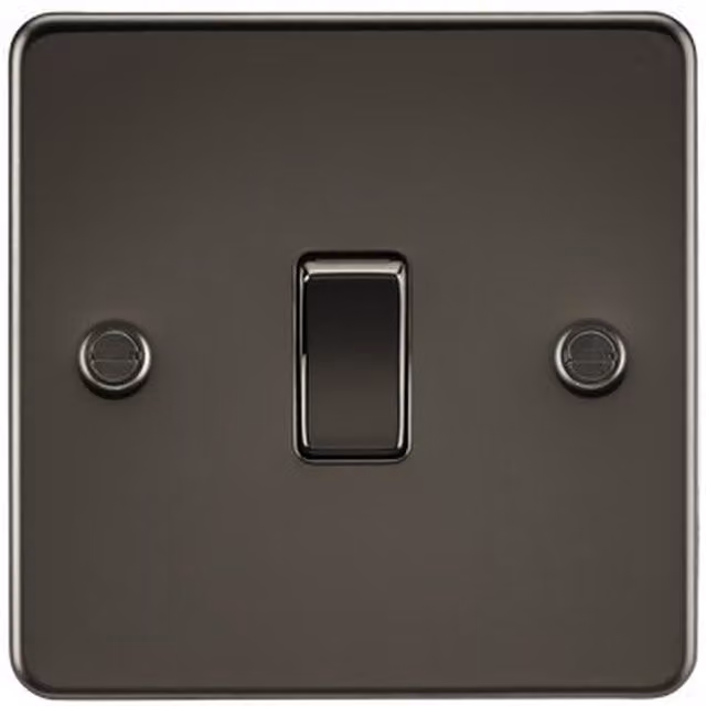 Knightsbridge 10AX 1G Intermediate Flush Plate Switch in Gunmetal Grey and Brushed Chrome