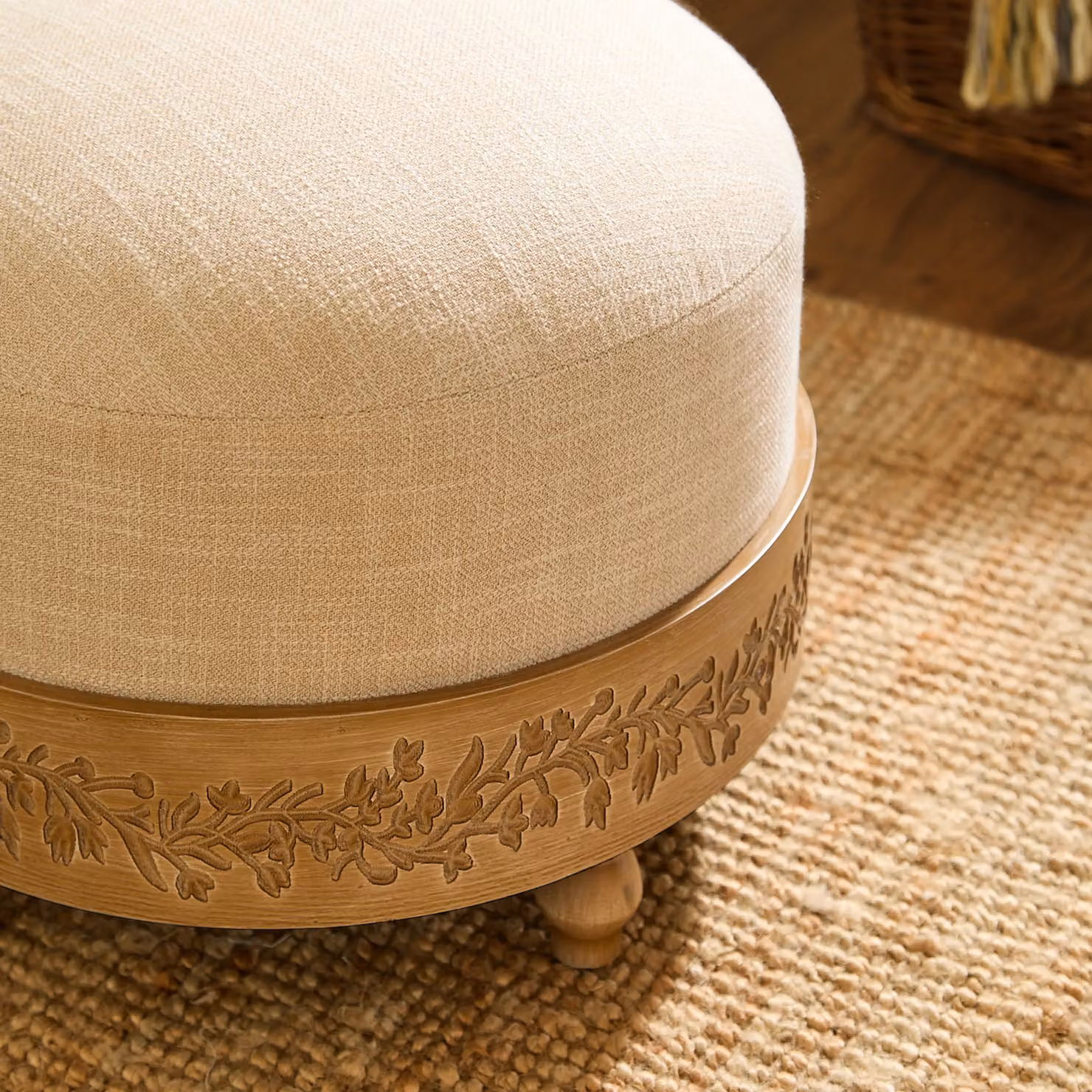 Voyage Maison Mabel Floral Wooden Footstool in Beige – 2