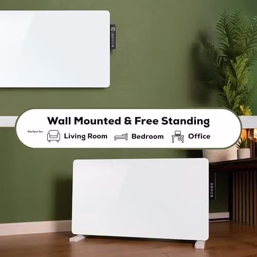 TCP 2000W White Glass Panel Heater with Side Control Panel, Timer, Weekly Program and Open Window Detection – 5