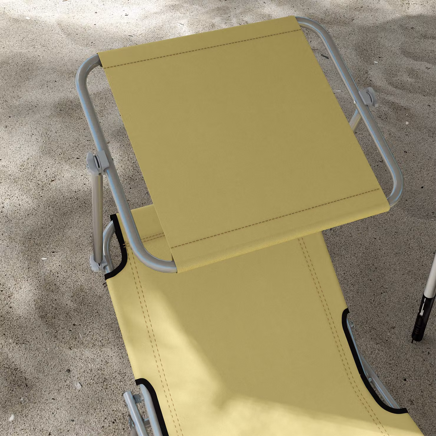 Outsunny Set of 2 Foldable Outdoor Sun Loungers with Adjustable Backrest and Sun Shade Awning, Beige – 5