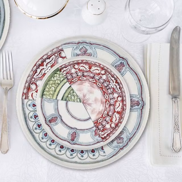The Mia Kintsugi Series Multicolour Porcelain Dinner Plate Set of 6
