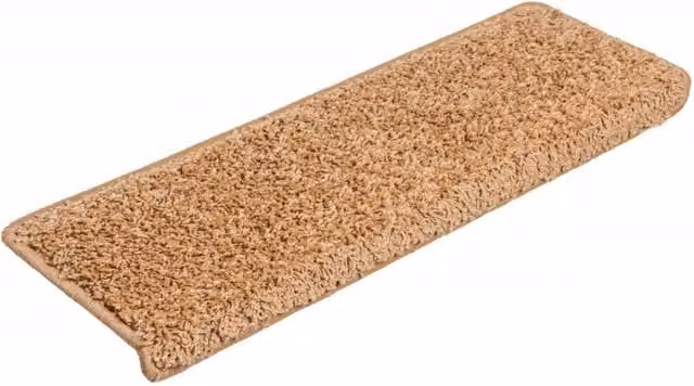 Berkfield Home Self-Adhesive Decorative Carpet Stair Treads, 15 Pieces, Beige, W: 65 cm, D: 21 cm, H: 4 cm