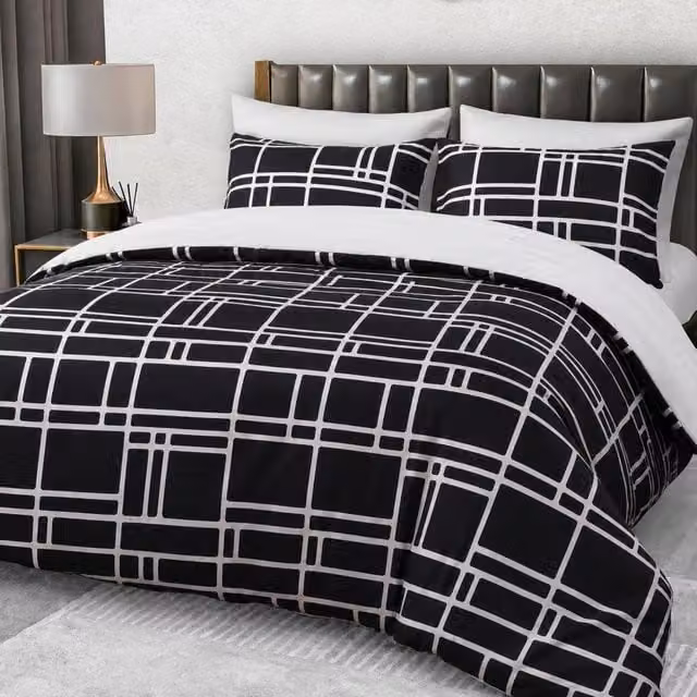 Grace Premium Microfibre Duvet Cover Set in Black, Single, 90 x 200 cm – 1