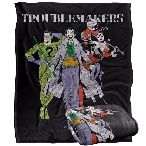 Warner Bros. Batman Original Gangsters Super Soft Silky Touch Fleece Throw Blanket, Multicolour, W: 127.0 cm x D: 152.4 cm