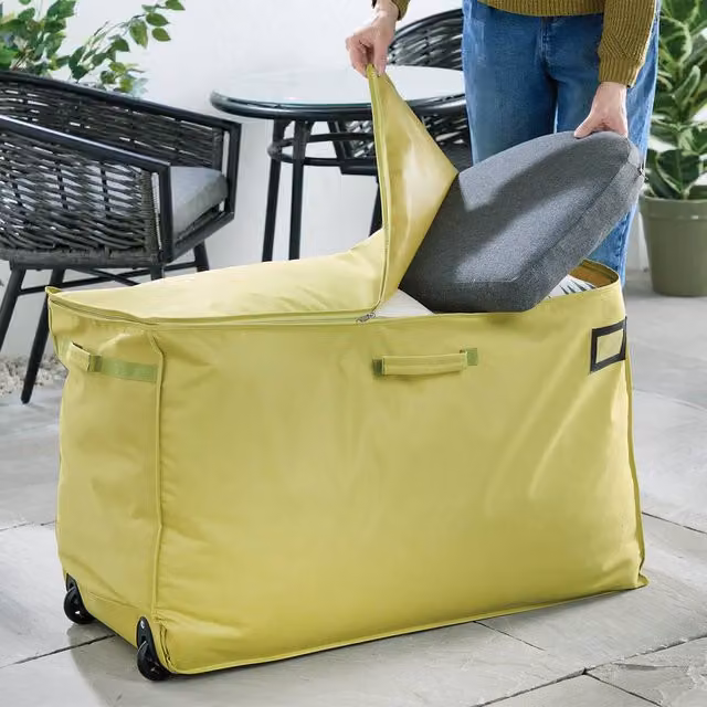 Victor Tools Extra Large Yellow Fabric Storage Bag with Wheels for Home and Garden – 1