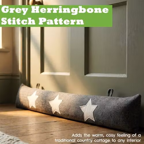 Nicola Spring Herringbone Draught Excluders, Grey, Pack of 2, Length: 79 cm – 5