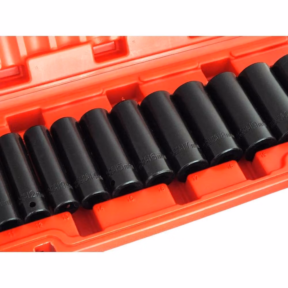 SPETLEK 15-Piece Deep Impact Socket Set, 8-22mm, Red and Black – 3