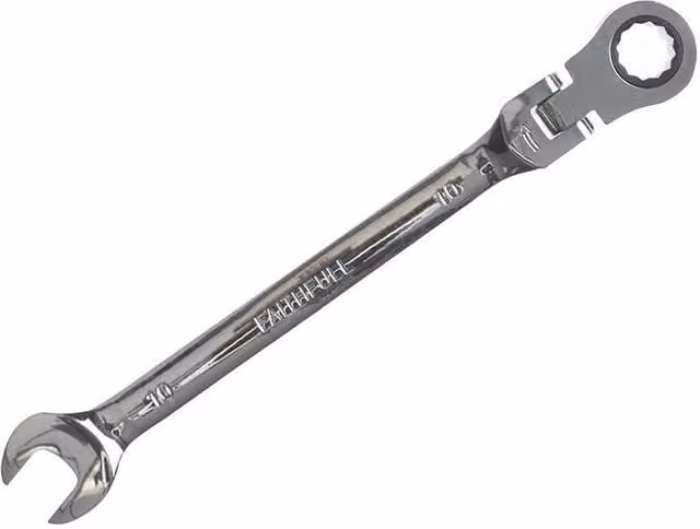 Faithfull 11mm Flex Head Ratchet Combination Spanner in Silver Chrome Vanadium