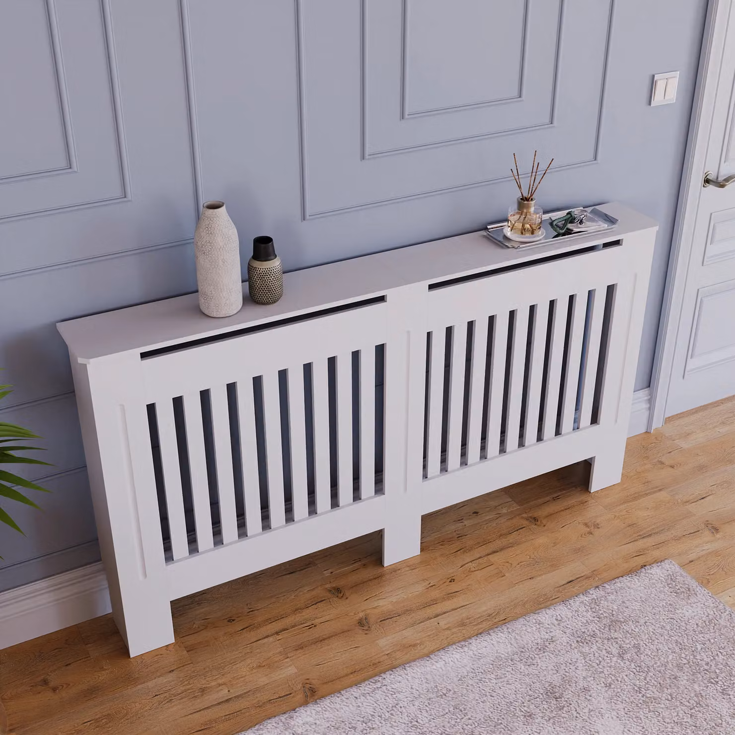 Home Discount Vida Designs Chelsea White MDF Radiator Cover Heating Cabinet – 3