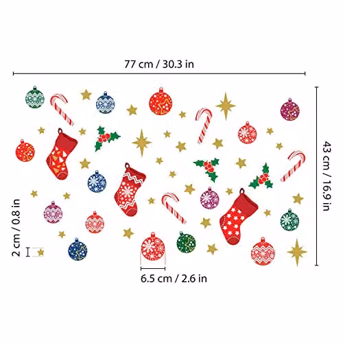 WALPLUS Christmas Window Stickers, 54 Piece Reusable Double-Sided Decals for Glass, Multicolour – 4