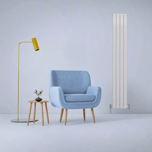 Monstershop Designer Flat Panel Steel Radiator in Gloss White, H 180 cm x W 28 cm x D 6 cm