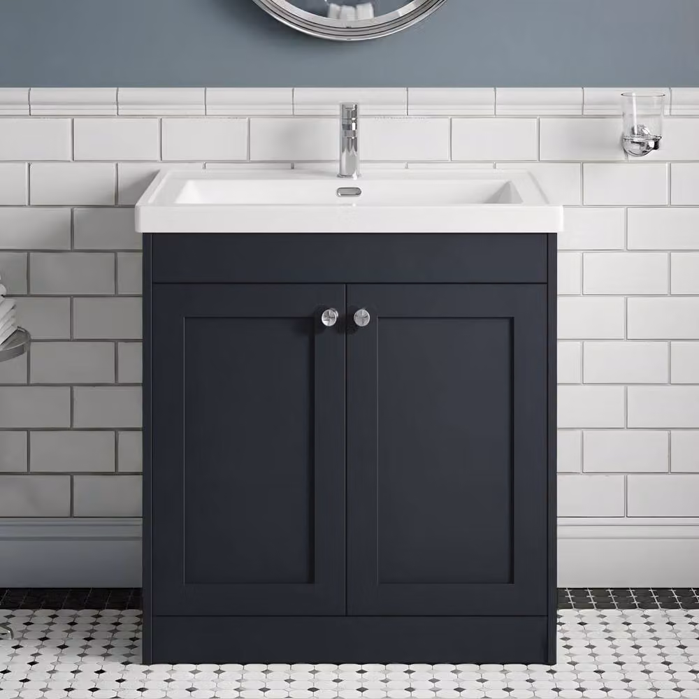 Balterley 800mm Floor Standing 2 Door Bathroom Unit with Thin Edge Basin and 1 Tap Hole in Dark Grey Matt – 2