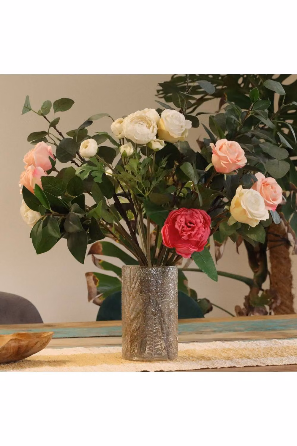 KDMD Pino Glass Floral Vase and Pillar Candle Holder, Transparent, H 19 cm x W 11 cm x D 11 cm – 2