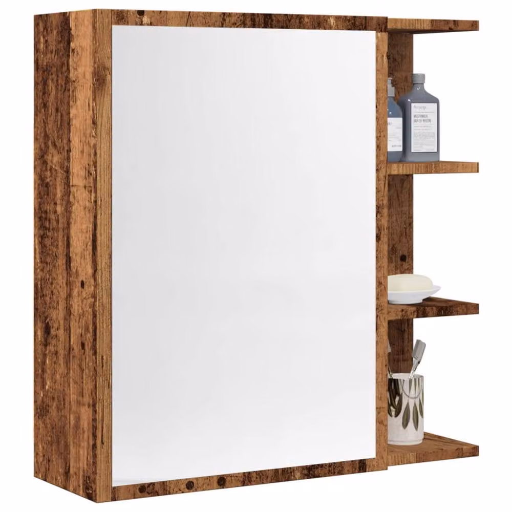 Berkfield Home Beautiful Bathroom Mirror Cabinet in Brown Old Wood, W/D/H: 62.5 x 20.5 x 64 cm – 2