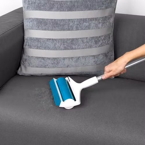 Beldray PetPlus+ Reusable TPR Gel Lint Roller in White and Turquoise with Telescopic Handle and Built-in Squeegee Scraper for Pet Hair on Clothes, Floors and Furniture – 4