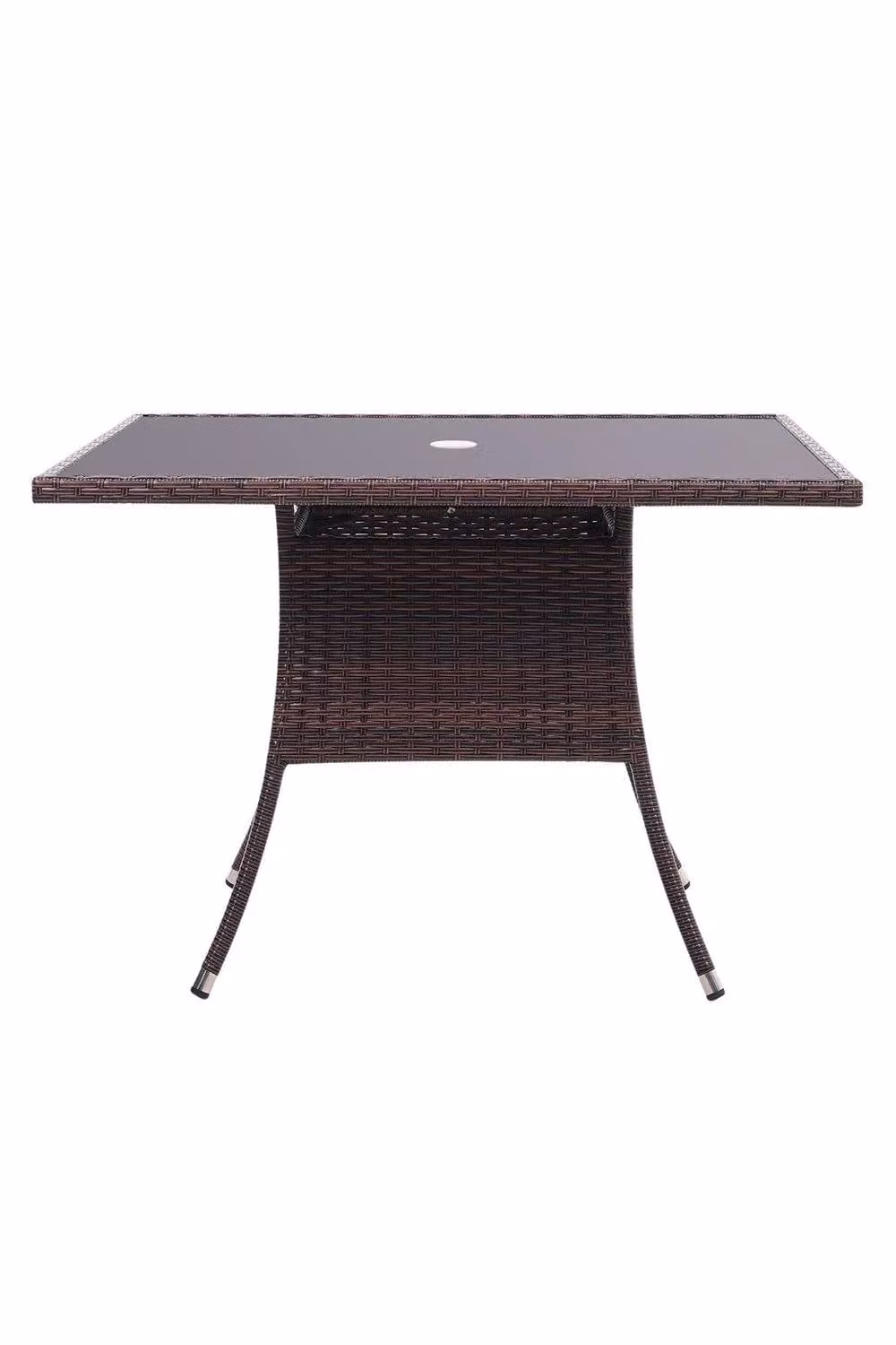 Garden Sanctuary Brown Square Wicker Garden Table with Parasol Hole – 3
