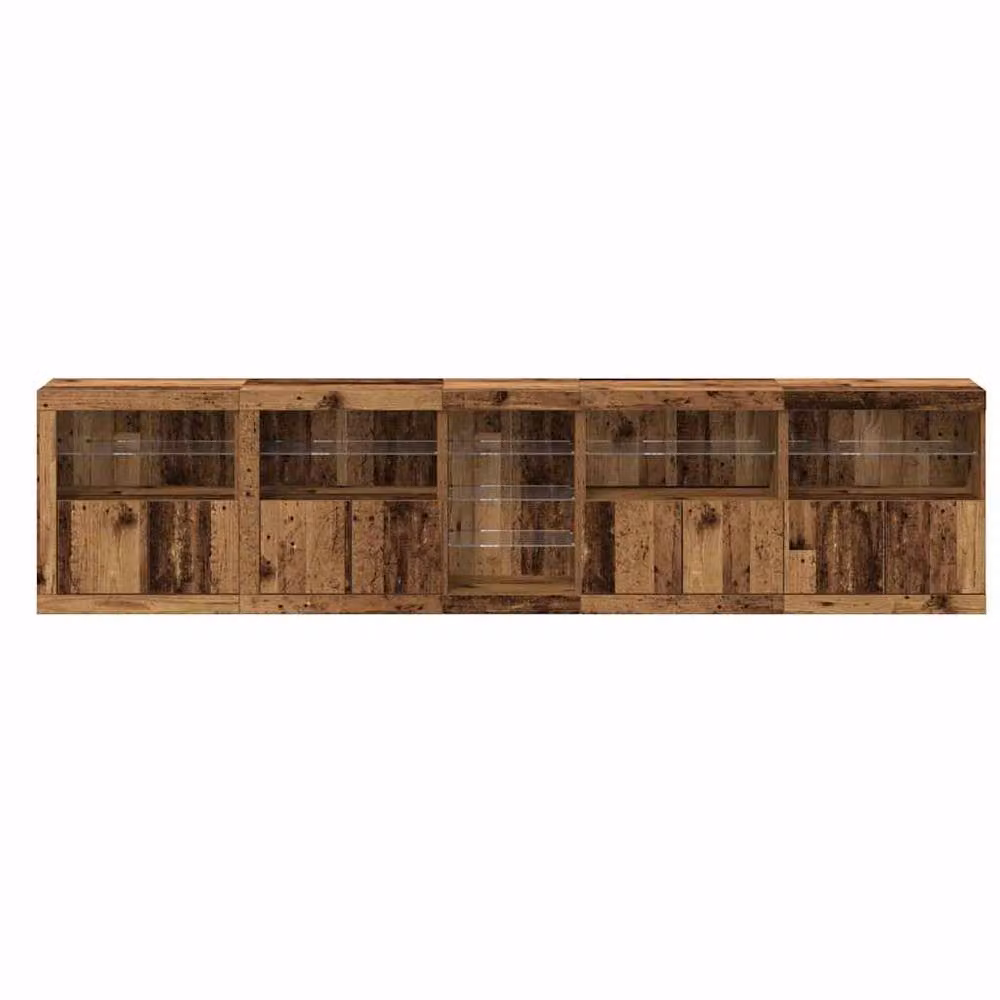 Berkfield Home Rustic Brown Sideboard with Integrated LED Lights, W: 283 cm, D: 37 cm, H: 67 cm – 5