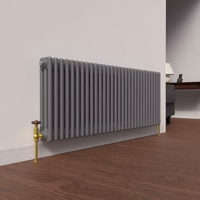 Lux Heat Horizontal 3 Column Steel Radiator in Anthracite Grey, W: 137 cm, H: 50 cm